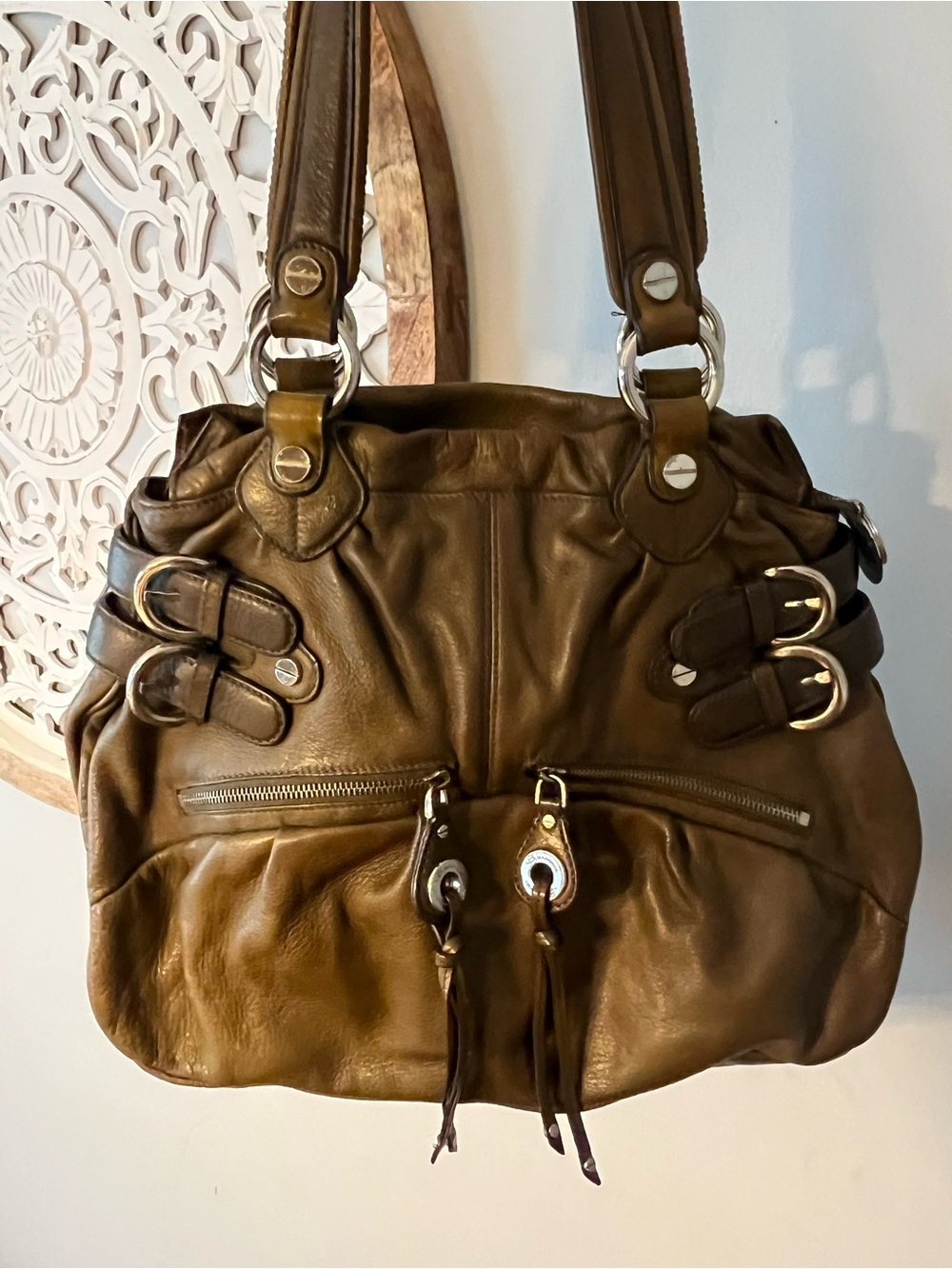 B. Makowsky Brown Leather Shoulder Bag